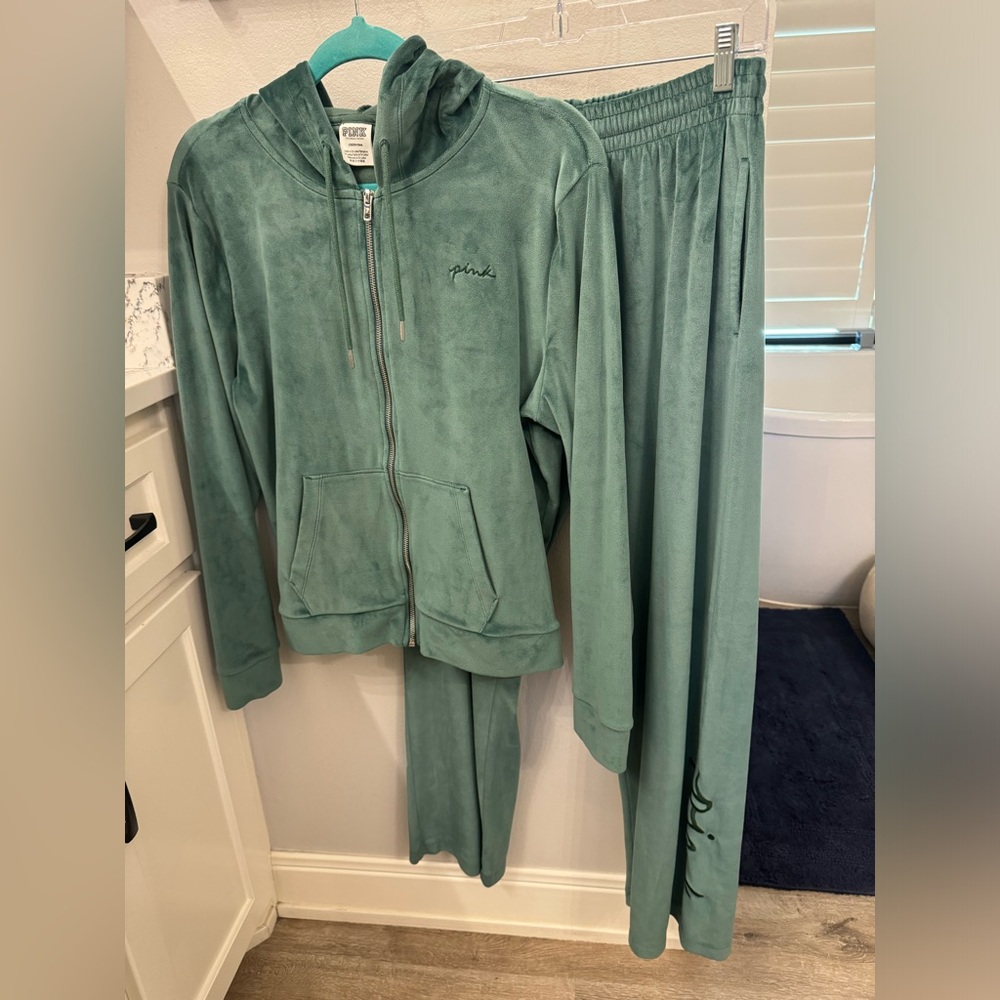 PINK, 2 Piece Velour Suit